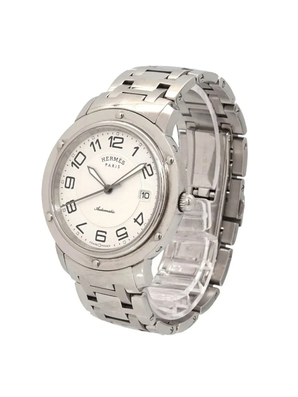 Hermes Clipper Classic Cp2 810 Watch Date Silver Automatic Winding